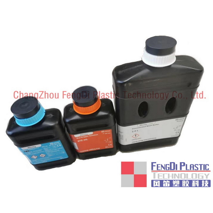 Flacon noir en PEHD de 2 litres pour emballage de tampon de lavage concentré Alinity I-series d'ABBOTT