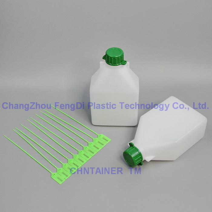 Bouteille d'échantillon d'huile de carburant de 1 litre avec bouchon vert